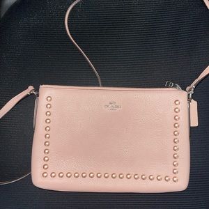 Coach Pink Leather Studded Crossbody Bag